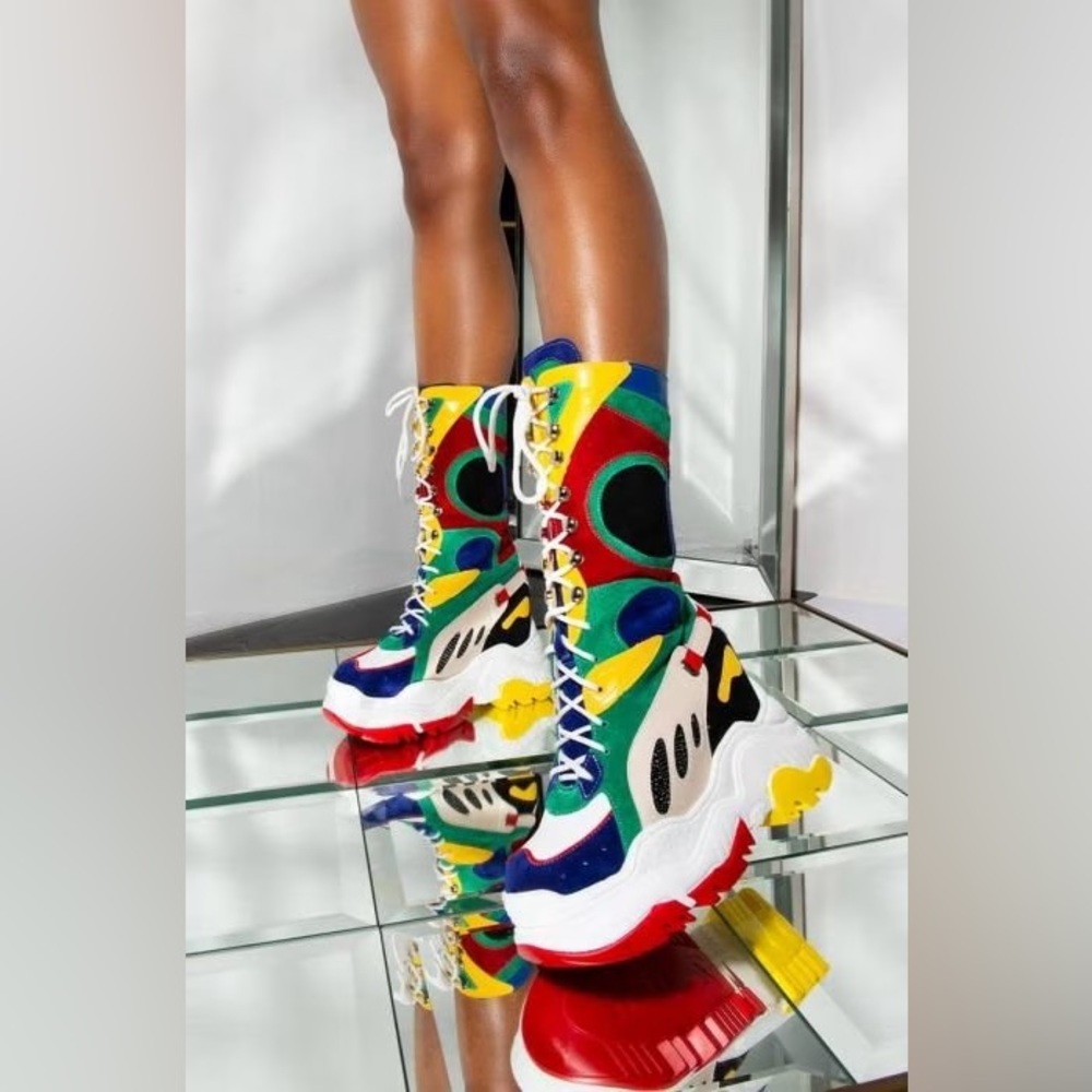 Anthony Wang mulberry high top rainbow sneakers
